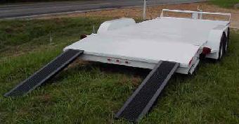 Millinnium Trailers - "Classic" Car Hauler - 3 TON Series Low Profile Unit; teardrop fenders; solid pockets; breakaway kit w/battery: 83" of total deck between fenders!